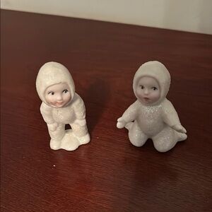 Charming White Porcelain Baby Figurines - Snow Bsbies